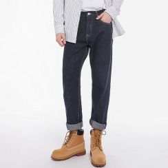 Basic Simple Washed Straight Loose Casual Mens Jeans