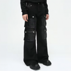 3 Pcs Autumn New Baggy Streetwear Trendy Mens Cargo Wide Leg Jeans