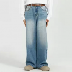 3 Pcs High Waist  Distressed Washed Baggy Jeans