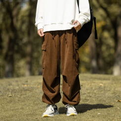 2 Pcs Casual Straight Leg Wide Leg Multi Pocket Cargo Pants