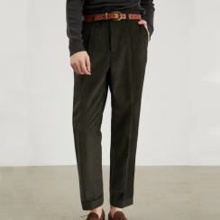 2 Pcs Mens Corduroy Casual Autumn High Waisted Pant